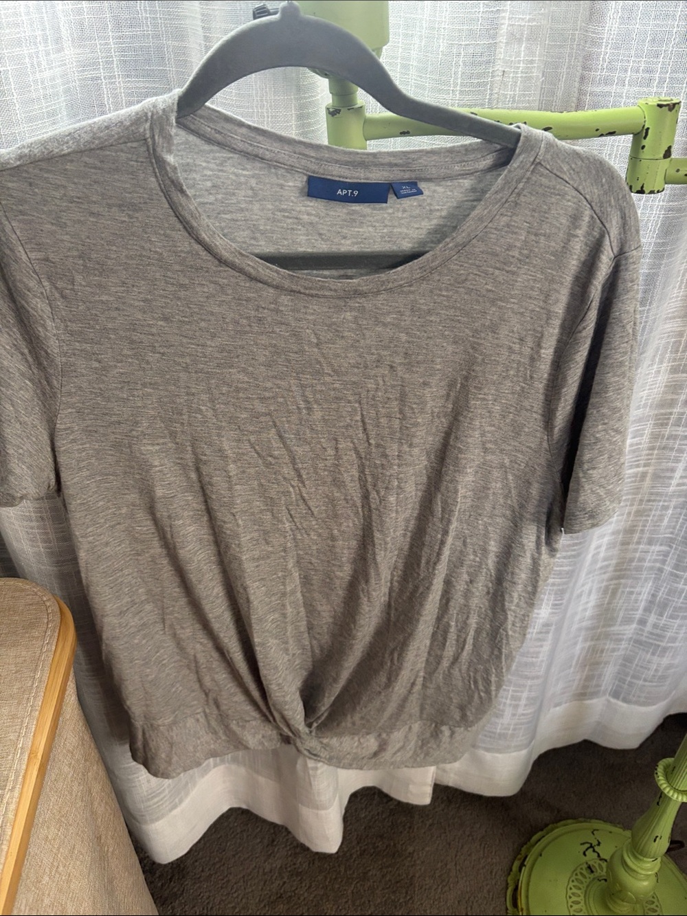 Apt. 9 Heather Gray Twist-Knot Short Sleeve Tee